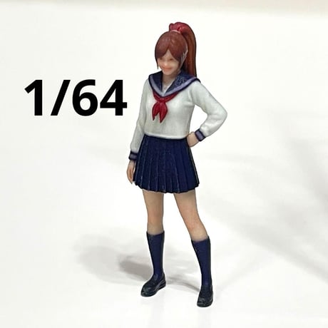 1/64 フィギュア　ポニーテール　セーラー服　ミニカーに　トミカに　ジオラマ