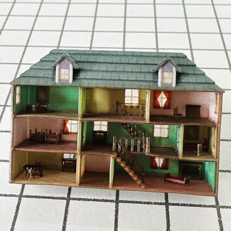 ミニチュア　ドールハウス　完成品　住宅模型　フィギュア　1/64より小