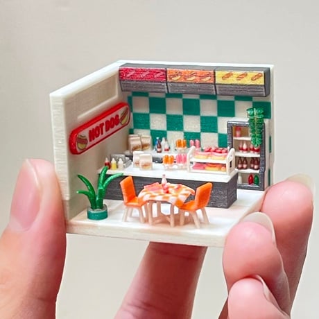 ミニチュア　ドールハウス　ジオラマ　ホットドッグ　住宅模型　HOゲージ　完成品