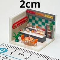 2cm ホットドッグストア　ミニチュア　ジオラマ　住宅模型　ドールハウス　完成品