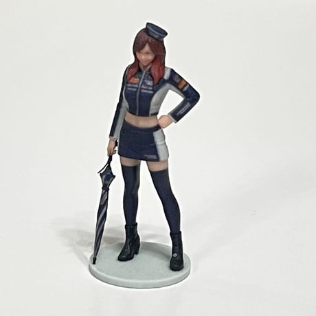 1/43 フィギュア　レースクイーン　青　傘　1/64より大　ミニカーに