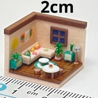 2cm リビング　ミニチュア　ドールハウス　ジオラマ　住宅模型　完成品　3D
