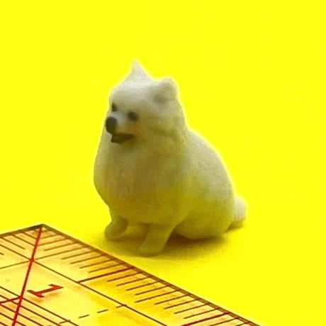 1/18 ポメラニアン白　フィギュア　完成品　ミニチュア　1/64より大