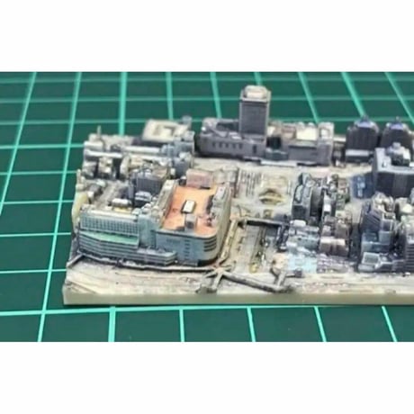 ミニチュア★徳島駅前★フィギュアに★1/64より小　徳島市　３D　建築模型