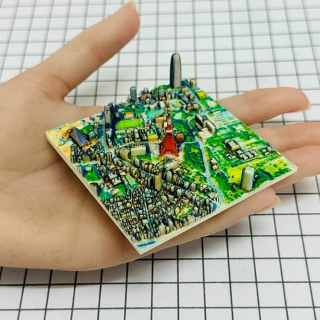ミニチュア　東京タワー周辺　港区　3D地図　ジオラマ　フィギュア　1/64より小