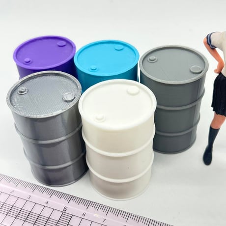 1/18 ドラム缶5個　ミニチュア　フィギュアに　1/64より大　ジオラマ