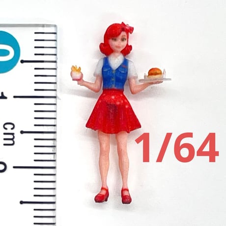 1/64 ウェイトレス② フィギュア　ダイナー　ミニカーに　ジオラマ　ミニチュア　リアルフィギュア　ミニチュアイメージ　完成品