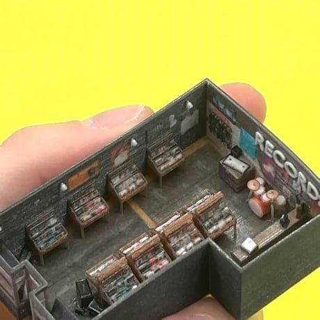 Nゲージ　レコードショップ　鉄道模型　住宅模型　ドールハウス　ミニチュアイメージ　フィギュアに　1/64より小 ジオコレに　レイアウト　ジオラマ　住宅模型　ドールハウス　ミニチュアイメージ　３D