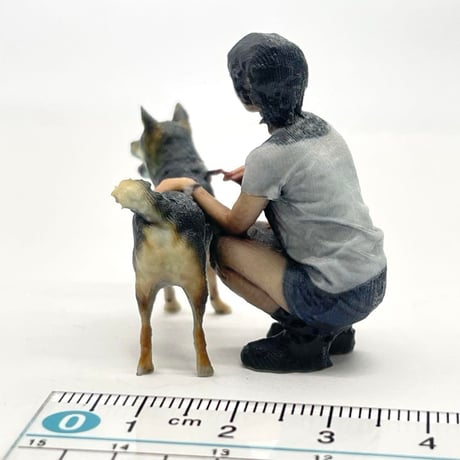1/24 犬と女の子　フィギュア　完成品　リアルフィギュア　ドールハウスに　３D　ペットフィギュア　ミニチュア