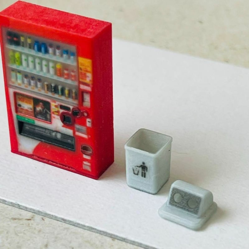 1/64 自販機(飲物立体) 空き缶入れ ベンチ ミニチュア