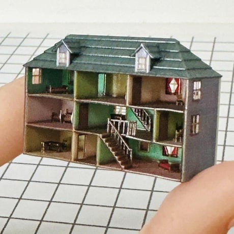 ミニチュア　ドールハウス　完成品　住宅模型　フィギュア　1/64より小
