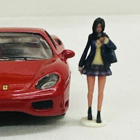 1/64 JK制服　フィギュア　女子高生　台座付き　ミニカーに　ジオラマに