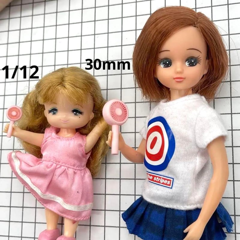 ミニチュア 1/12 こい ハンディファン ピンク フィギュアに 1/64より大 