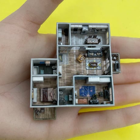 Zゲージ　1/220 マンション　ミニチュア　フィギュア　1/64より小　住宅模型　ジオラマ　ドールハウス　完成品