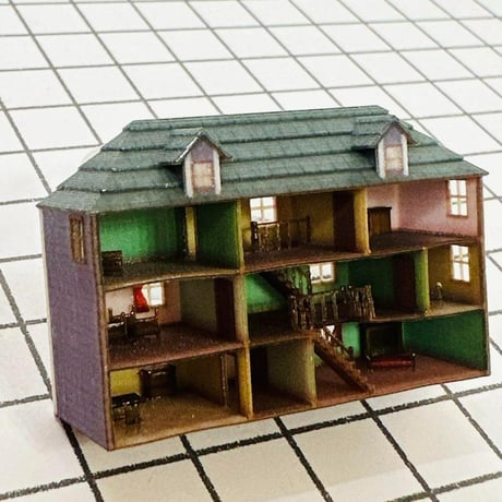 ミニチュア　ドールハウス　完成品　住宅模型　フィギュア　1/64より小