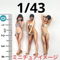 1/43 フィギュア3体　水着完成品　ミニチュア　ジオラマ　1/64より大 ミニチュアイメージ　リアルフィギュア　３Dフィギュア