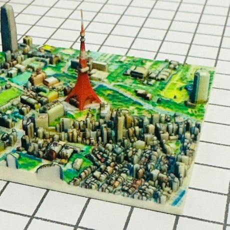 ミニチュア　東京タワー周辺　港区　3D地図　ジオラマ　フィギュア　1/64より小