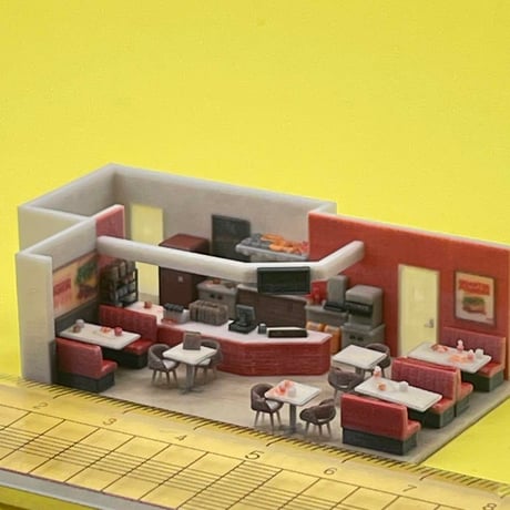 Nゲージ　ダイナー　ミニチュア　ジオラマ　フィギュア　1/64より小　住宅模型