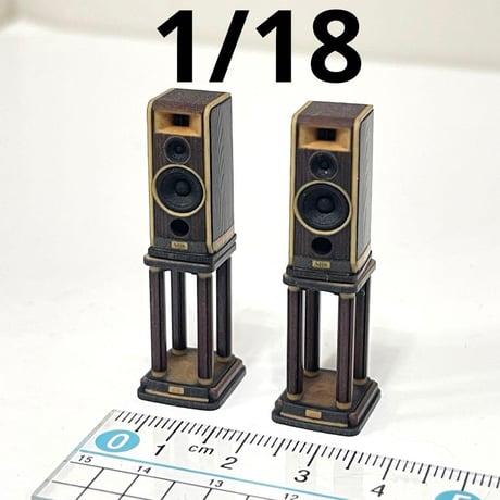 1/18 ミニチュア　スピーカー２個　スピーカースタンド付き　ドールハウスに