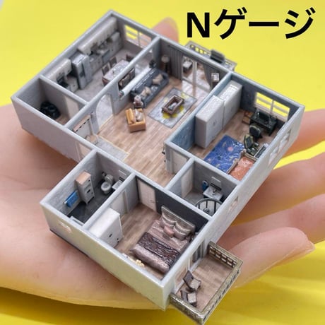 Nゲージ　住宅模型　ジオラマ　ミニミニドールハウス　ドールハウス　完成品　ジオラマ　レイアウト　フィギュア　1/64より小