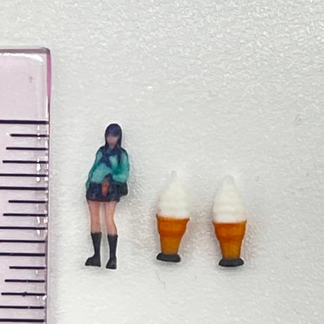 Nゲージ　ソフトクリーム看板2個　フィギュアに　鉄道模型　ジオラマ　レイアウト　ミニチュアイメージ　住宅模型