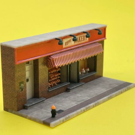 Nゲージ　パン屋　ミニチュア　建物　ジオラマ　フィギュアに　レイアウト　住宅模型　ミニチュアイメージ　1/64より大
