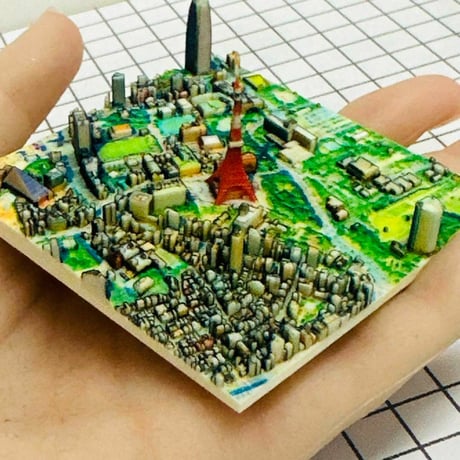 ミニチュア　東京タワー周辺　港区　3D地図　ジオラマ　フィギュア　1/64より小