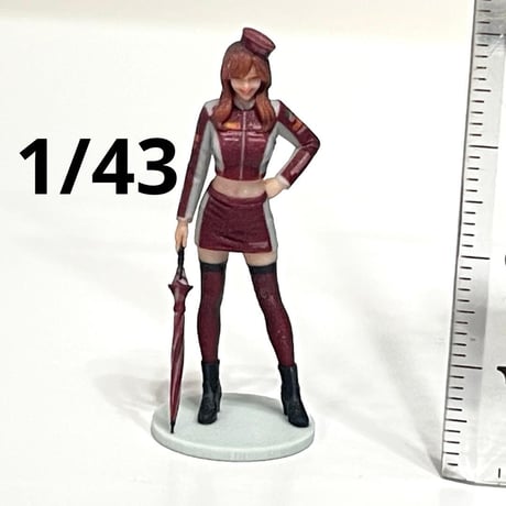 1/43 フィギュア　レースクイーン　赤　傘　ミニカーに　1/64より大