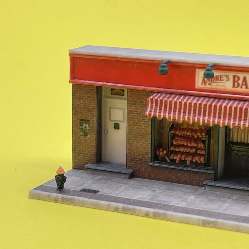 Nゲージ　パン屋　ミニチュア　建物　ジオラマ　フィギュアに　1/64より大 Nゲージ パン屋 ミニチュア 建物 ジオラマ フィギュアに