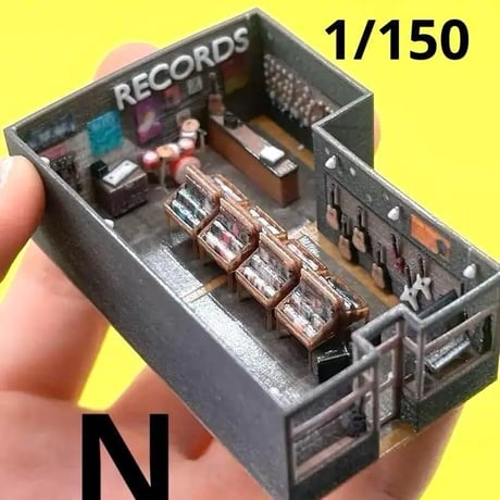 Nゲージ　レコードショップ　鉄道模型　住宅模型　ドールハウス　ミニチュアイメージ　フィギュアに　1/64より小 ジオコレに　レイアウト　ジオラマ　住宅模型　ドールハウス　ミニチュアイメージ　３D
