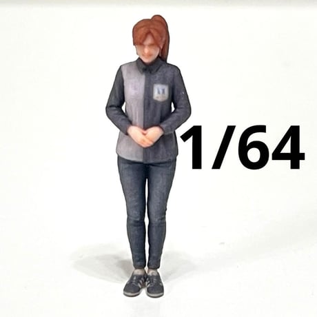 1/64 コンビニ店員L フィギュア　ミニカー　ジオラマ　トミカに　ミニチュア ローソン風　リアルフィギュア　完成品　ミニチュアイメージ　３Dフィギュア