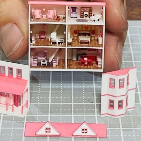ミニチュア　3D ドールハウス　住宅模型　ジオラマ　タイニーハウス　リーメントに　ミニミニドールハウス　完成品