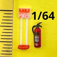 1/64 消火器とスタンド　ミニチュア　フィギュアに　ジオラマに　ミニカーに
