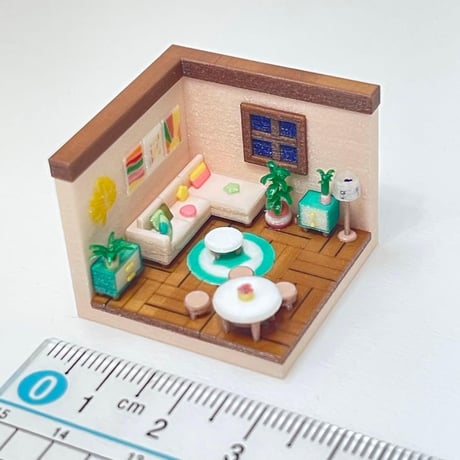 3cm ミニチュア　リビングルーム　ドールハウス　住宅模型　ジオラマ　完成品