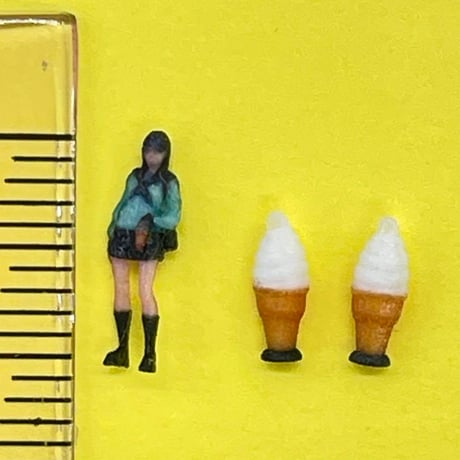 Nゲージ　ソフトクリーム看板2個　フィギュアに　鉄道模型　ジオラマ　レイアウト　ミニチュアイメージ　住宅模型