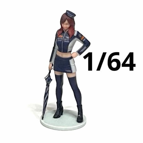 1/64 フィギュア　レースクイーン青　傘付き　ミニカーに　トミカに　ジオラマ ミニチュアいめー　リアルフィギュア　完成品