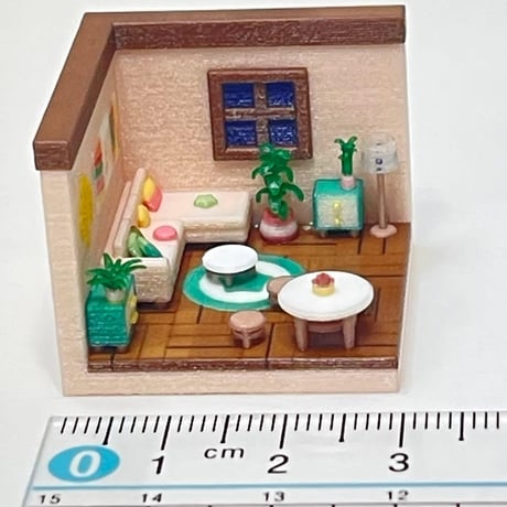 3cm ミニチュア　リビングルーム　ドールハウス　住宅模型　ジオラマ　完成品