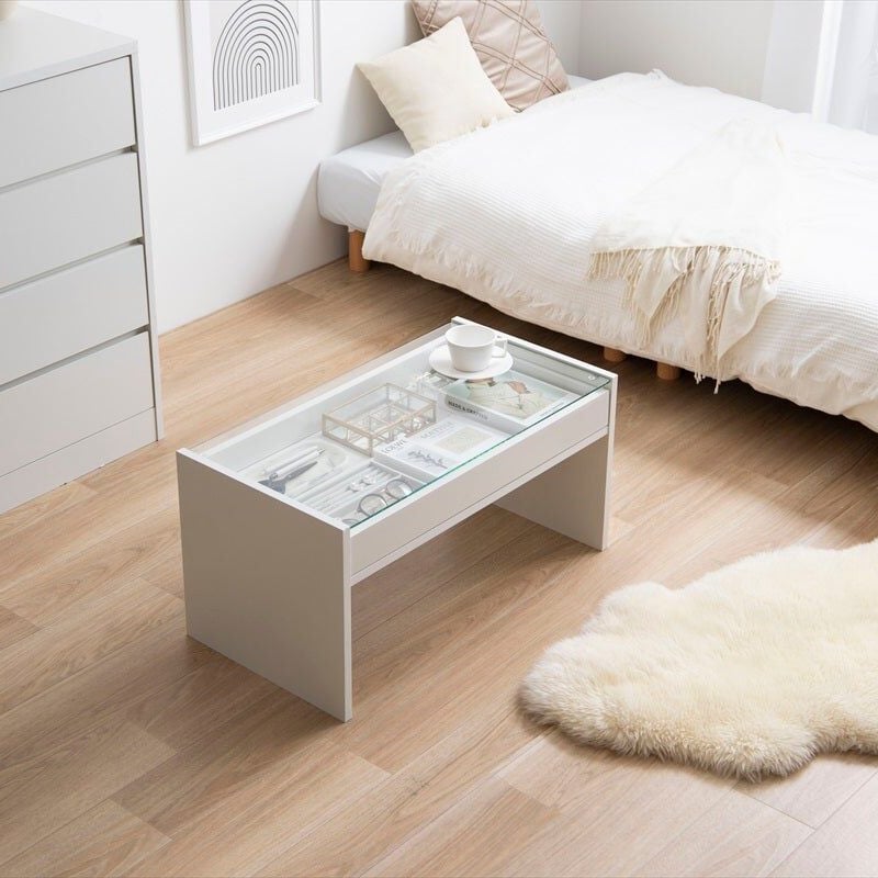 【新品 送料無料】ガラス天板センターテーブル【幅75cm】　全2色　ローテーブル 楽天市場】センターテーブル 幅75cm ガラス天板 収納棚付 Arca （ ロー