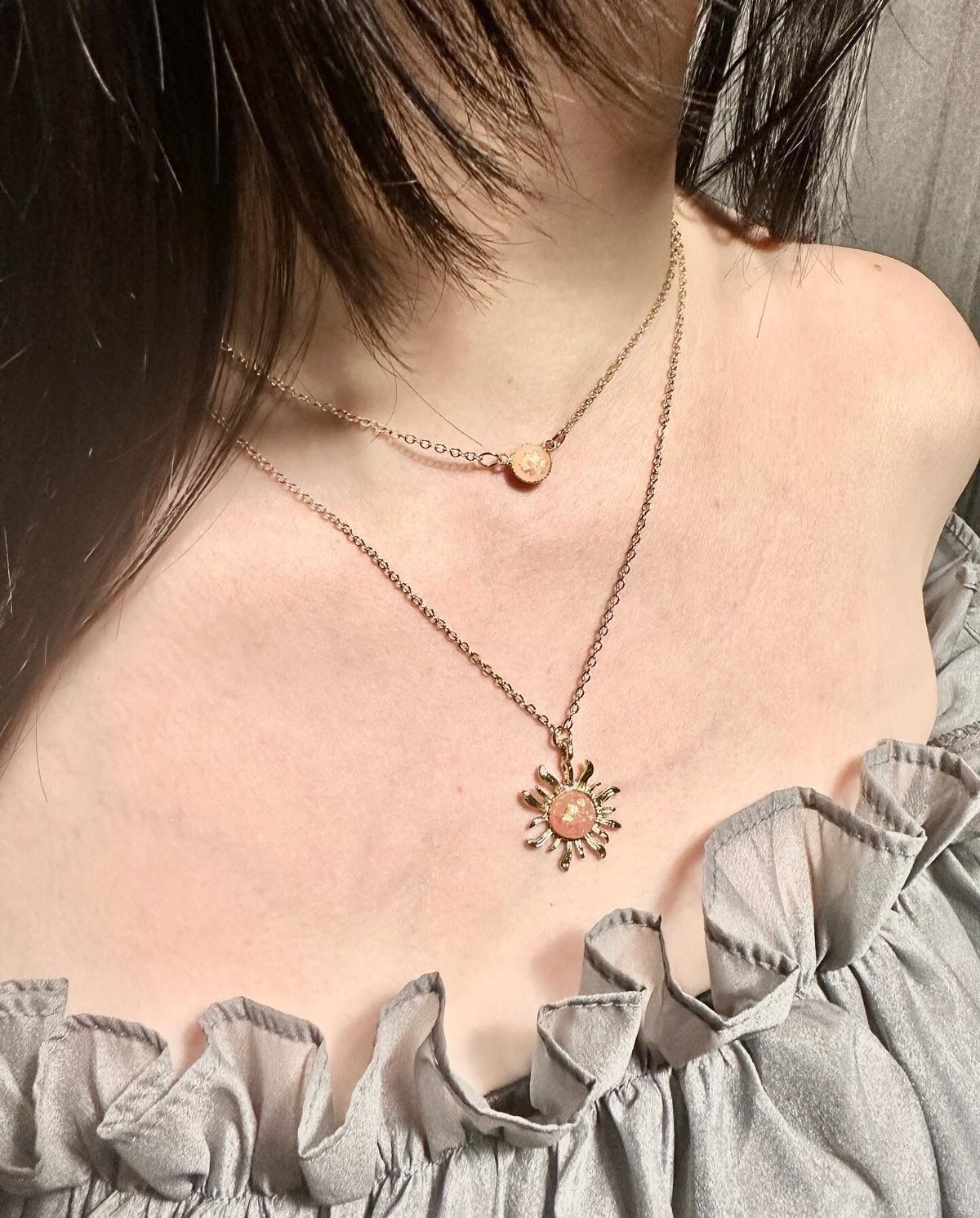 C 太陽モチーフ ネックレス シーアールビー CRB 太陽モチーフネックレス （ゴールド