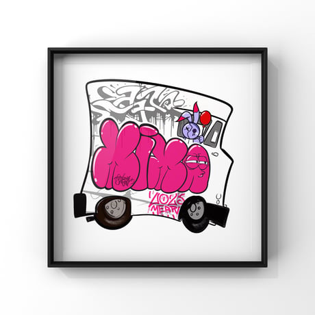 壁掛けアート「Graffiti Rabbit Buss」全サイズ対応可能