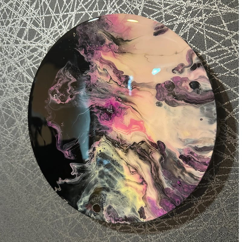 アクリル・ガッシュ 抽象アート 円形 20cm 円形キャンバス20cm〜「夢想」 | MIMAJAPAN ART'STORE