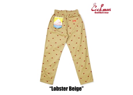 COOKMAN シェフパンツ Chef Pants Embroidery Lobster Beige [231-51803]