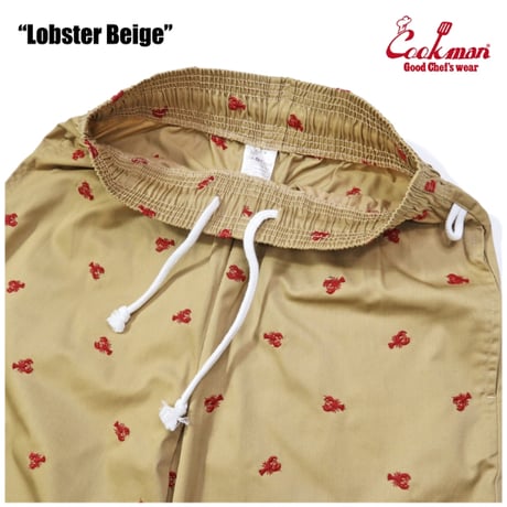 COOKMAN シェフパンツ Chef Pants Embroidery Lobster Beige [231-51803]