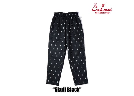 COOKMAN シェフパンツ Chef Pants Skull Black [231-31804]