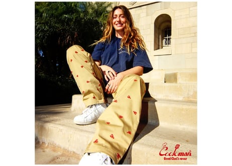 COOKMAN シェフパンツ Chef Pants Embroidery Lobster Beige [231-51803]