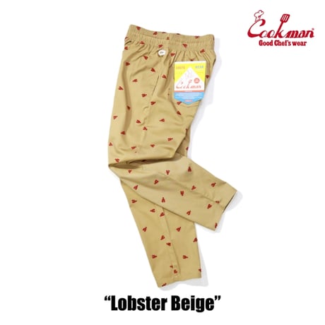 COOKMAN シェフパンツ Chef Pants Embroidery Lobster Beige [231-51803]