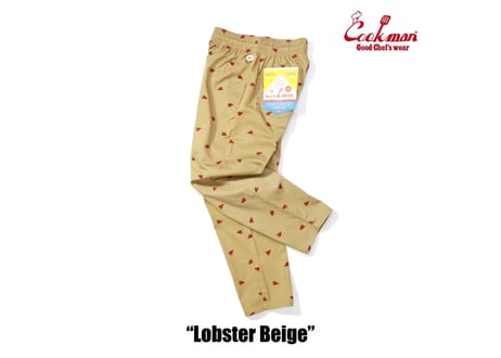 COOKMAN シェフパンツ Chef Pants Embroidery Lobster Beige [231-51803]