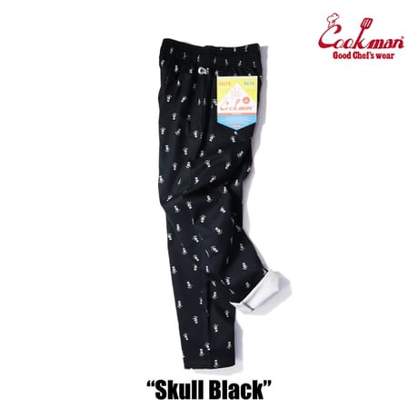 COOKMAN シェフパンツ Chef Pants Skull Black [231-31804]