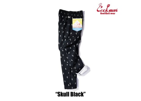 COOKMAN シェフパンツ Chef Pants Skull Black [231-31804]