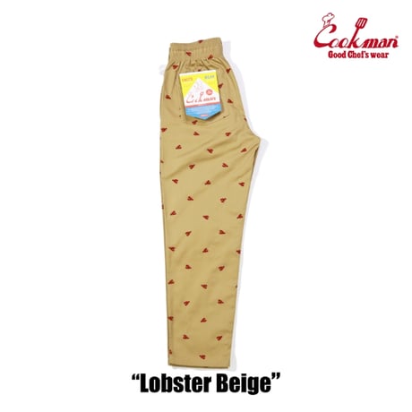 COOKMAN シェフパンツ Chef Pants Embroidery Lobster Beige [231-51803]